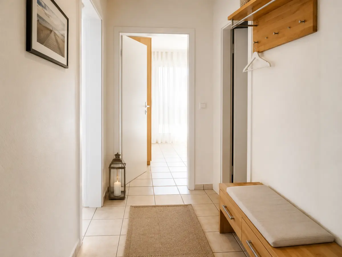 Heller Flur der Ferienwohnung Haus Störtebeker in Westerland