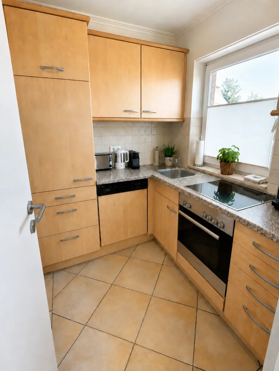 Voll ausgestattete Küche mit Nespresso-Maschine in der Ferienwohnung in Westerland