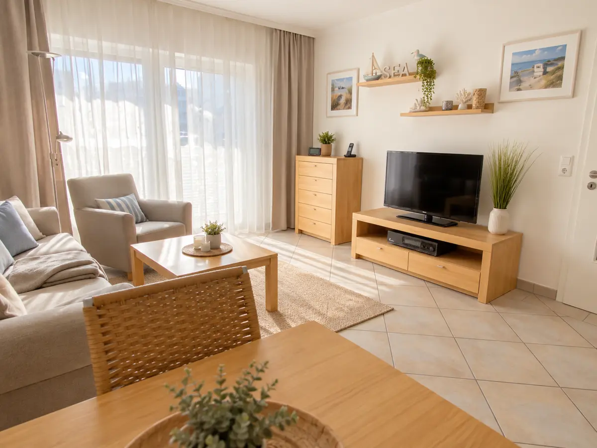 Helles Wohnzimmer der Ferienwohnung Haus Störtebeker in Westerland auf Sylt